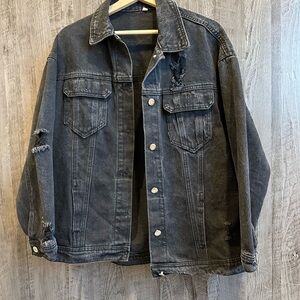 Oversized Distressed Jean Jacket